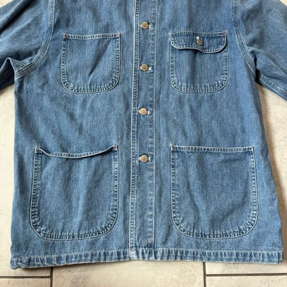 Vintage 90s Disney Mickey Mouse Wilderness Gear Fishing Denim Shirt Oversize - Picture 7 of 8